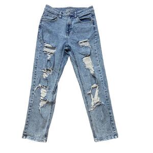 Wild‎ Fable Ladies High Rise Mom Jeans Distressed light Wash Size 4